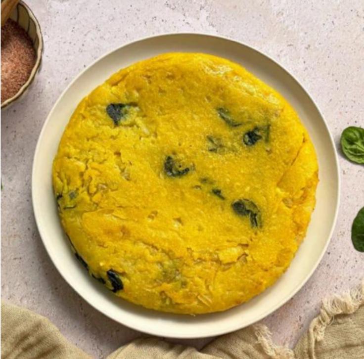 Receta de tortilla vegana de espinacas y patata